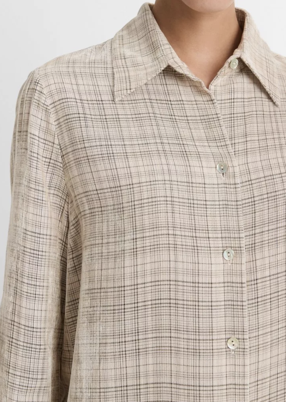 Textured Plaid Button-Front Shirt-Clothing-VINCE-Ceramic Multi-XXS-Mercantile Portland