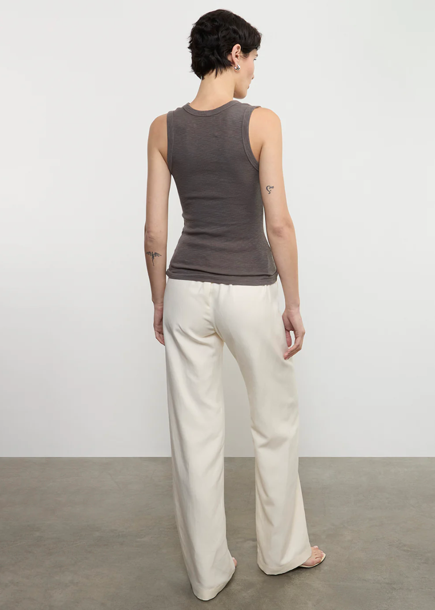 Textured Sleeveless U-Neck Top-Clothing-Enza Costa-Iron-XS-Mercantile Portland