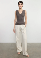 Textured Sleeveless U-Neck Top-Clothing-Enza Costa-Iron-XS-Mercantile Portland
