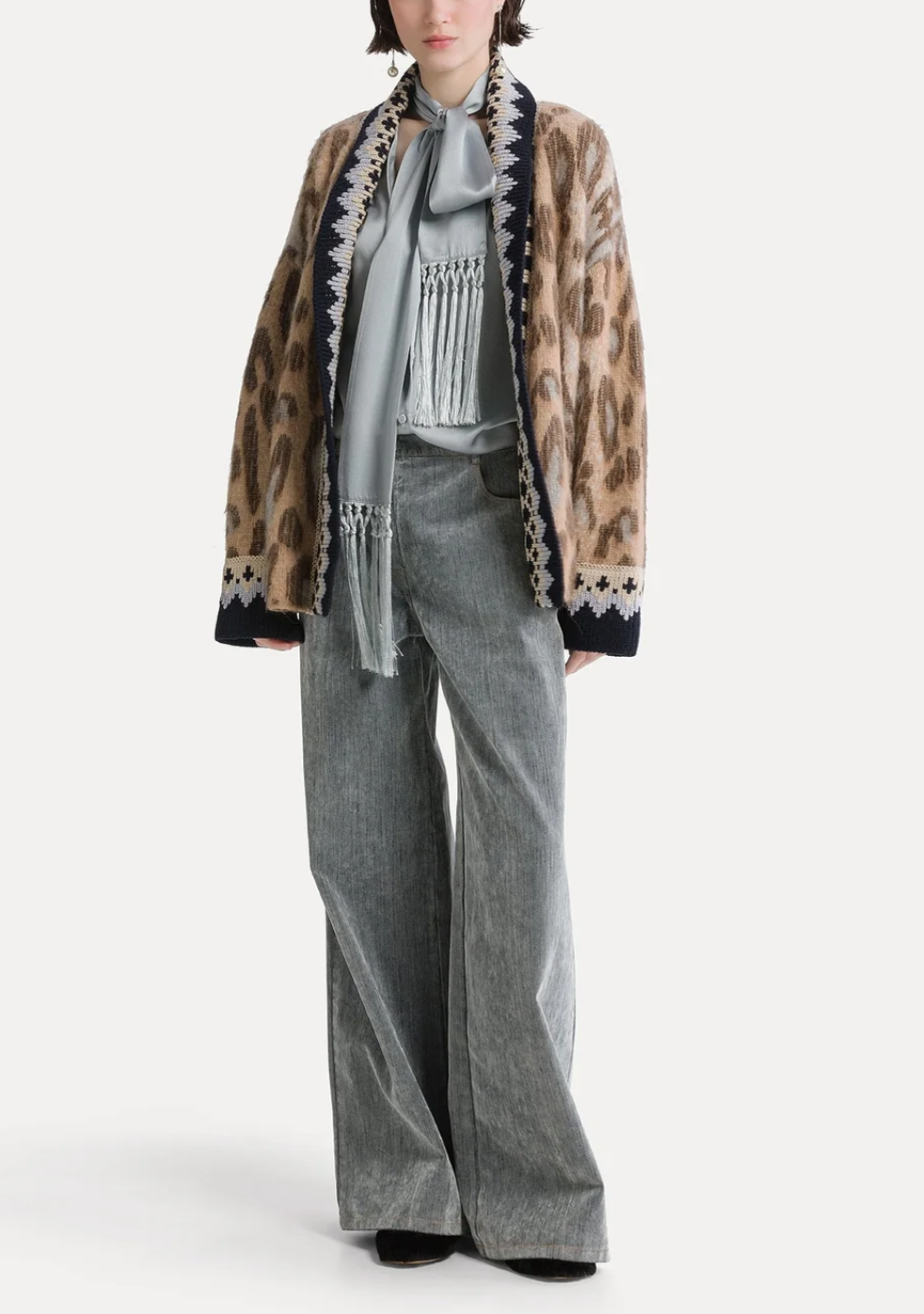 The Brit Leopard Jacquard Cardigan-Sweaters-Forte Forte-Gold-0-Mercantile Portland