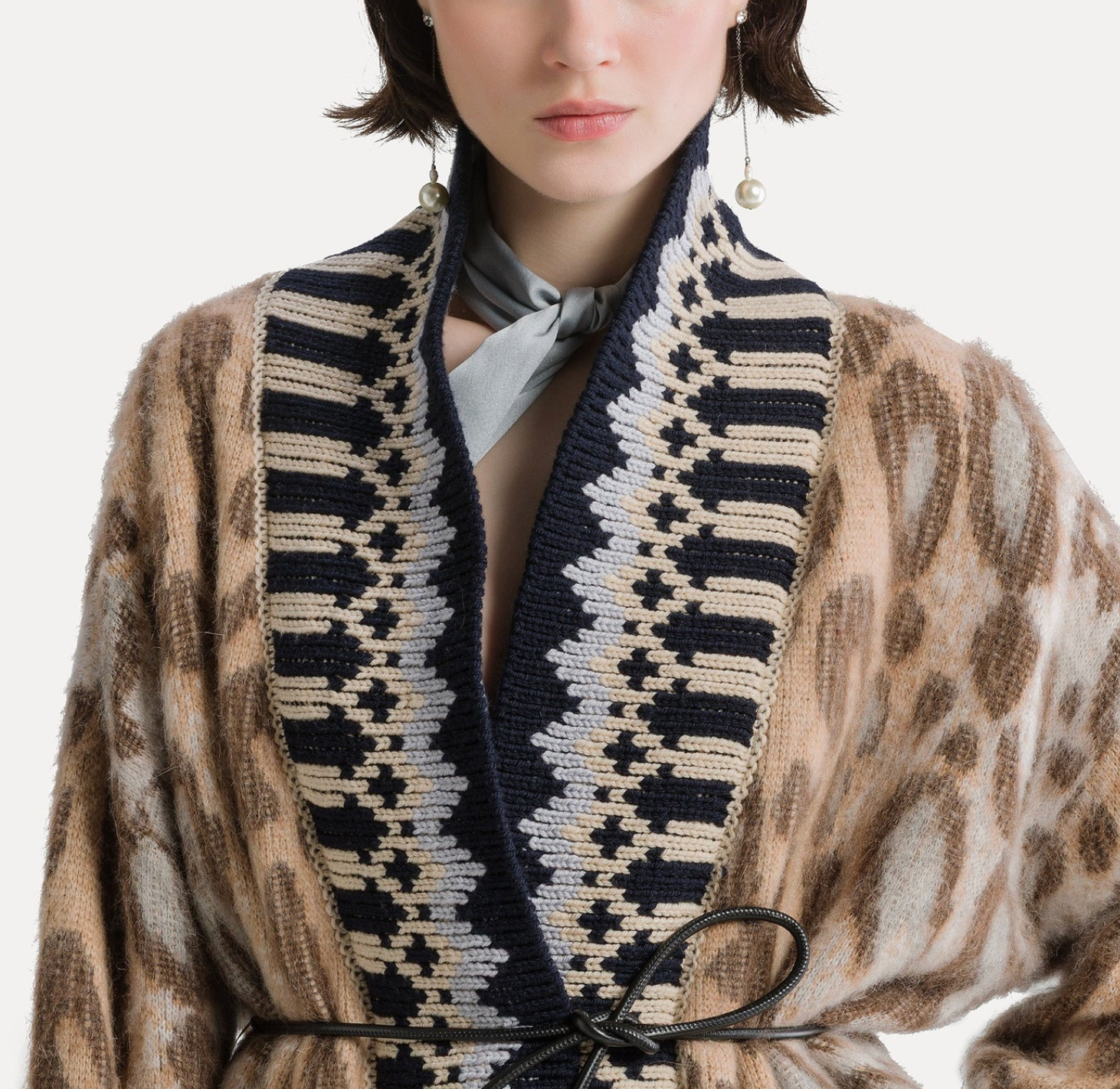 The Brit Leopard Jacquard Cardigan-Sweaters-Forte Forte-Gold-0-Mercantile Portland