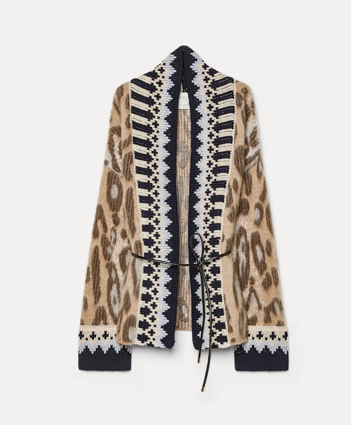 The Brit Leopard Jacquard Cardigan-Sweaters-Forte Forte-Gold-0-Mercantile Portland