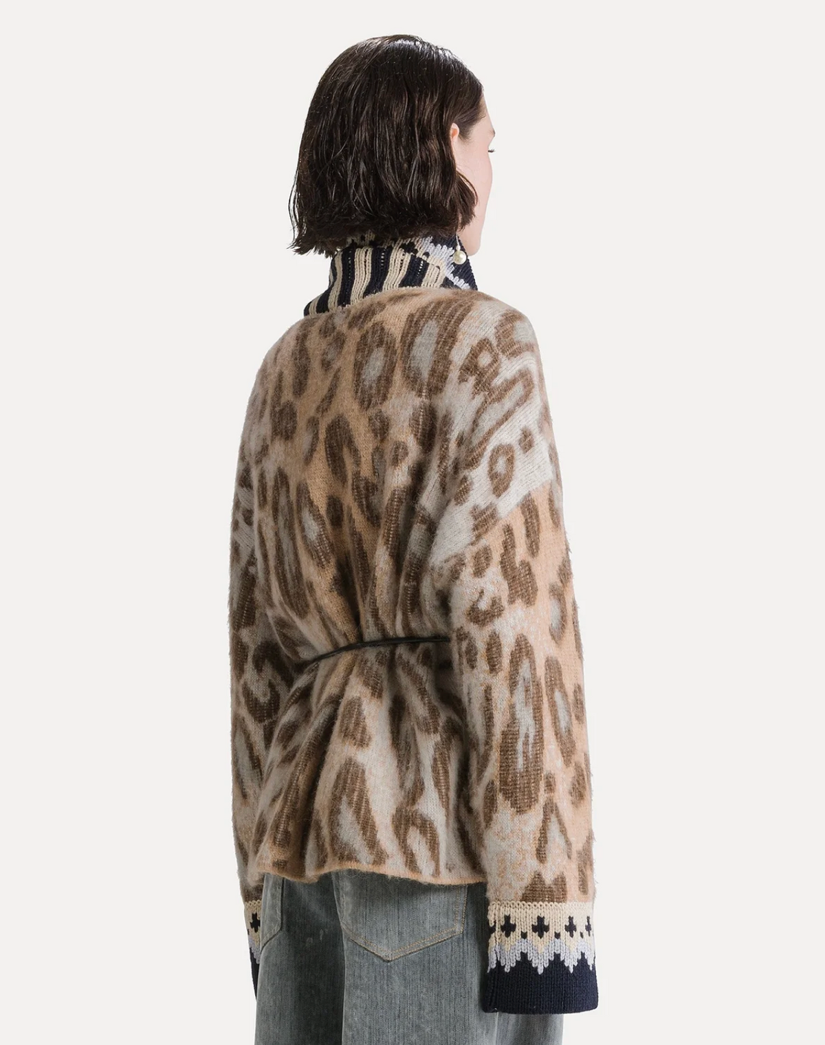 The Brit Leopard Jacquard Cardigan-Sweaters-Forte Forte-Gold-0-Mercantile Portland