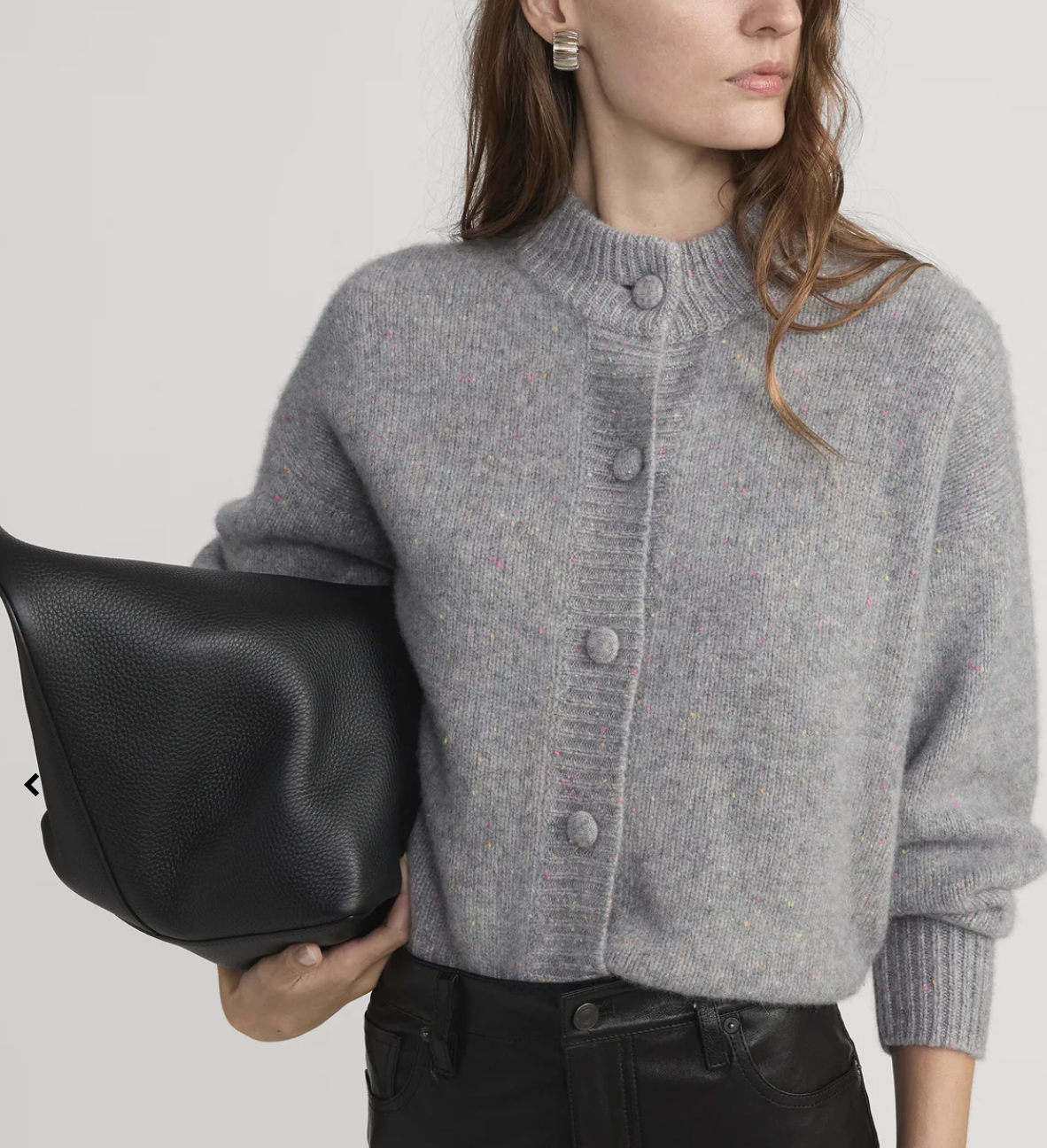 The Cashmere Fleck Cardi-Sweaters-Frame-Silver Fleck-XS-Mercantile Portland