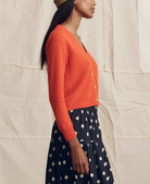 The Cashmere Tiny V-Neck Cardigan-Sweaters-The GREAT.-Hot Orange-0-Mercantile Portland