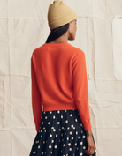 The Cashmere Tiny V-Neck Cardigan-Sweaters-The GREAT.-Hot Orange-0-Mercantile Portland