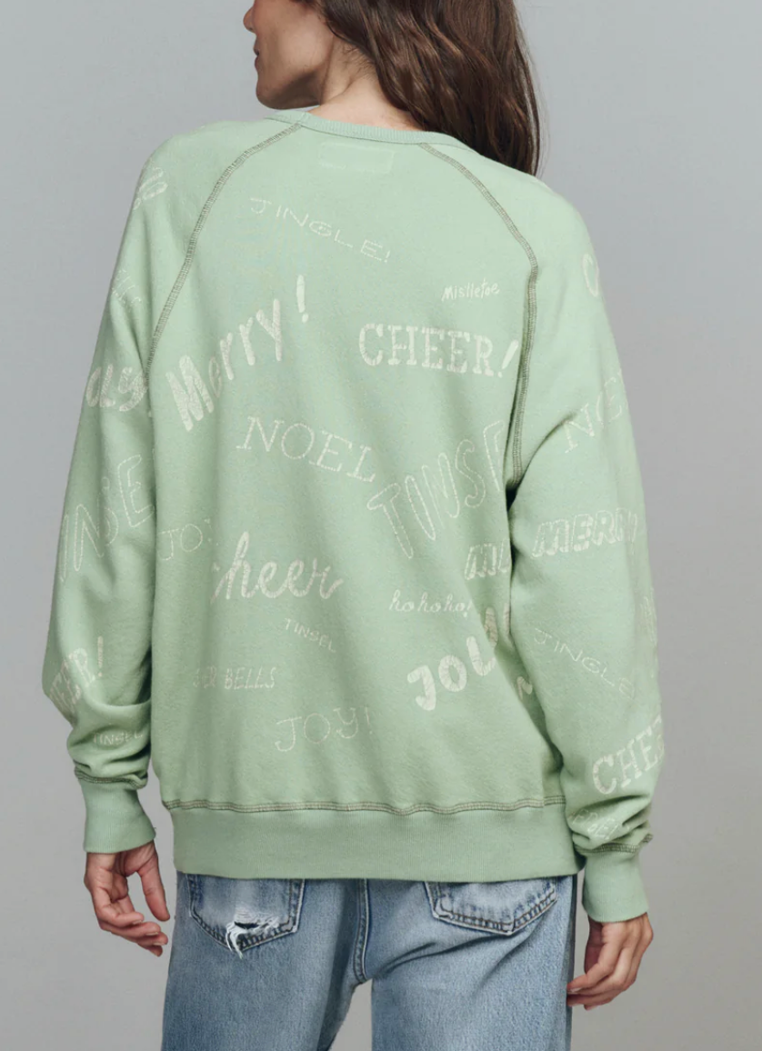 The College Sweatshirt in Vintage Mint with Holiday Greetings-Sweaters-The GREAT.-Vintage Mint with Holiday Greetings Graphic-0-Mercantile Portland