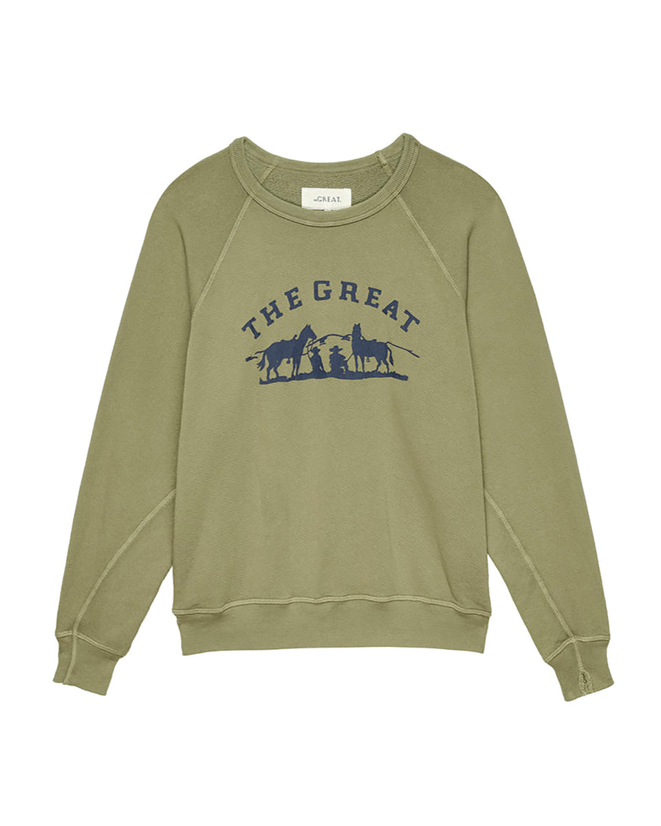 The College Sweatshirt-Sweaters-The GREAT.-Washed Fir Green-0-Mercantile Portland