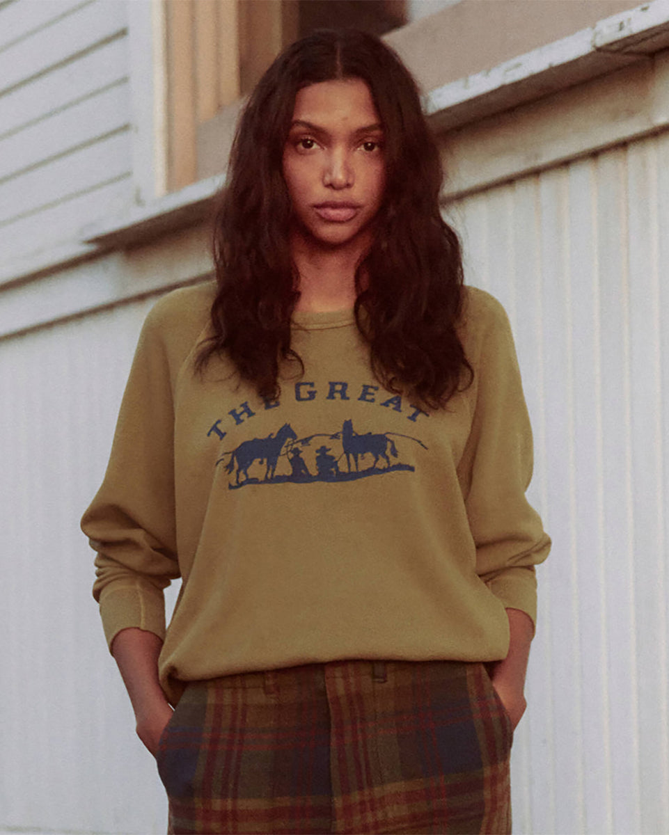 The College Sweatshirt-Sweaters-The GREAT.-Washed Fir Green-0-Mercantile Portland