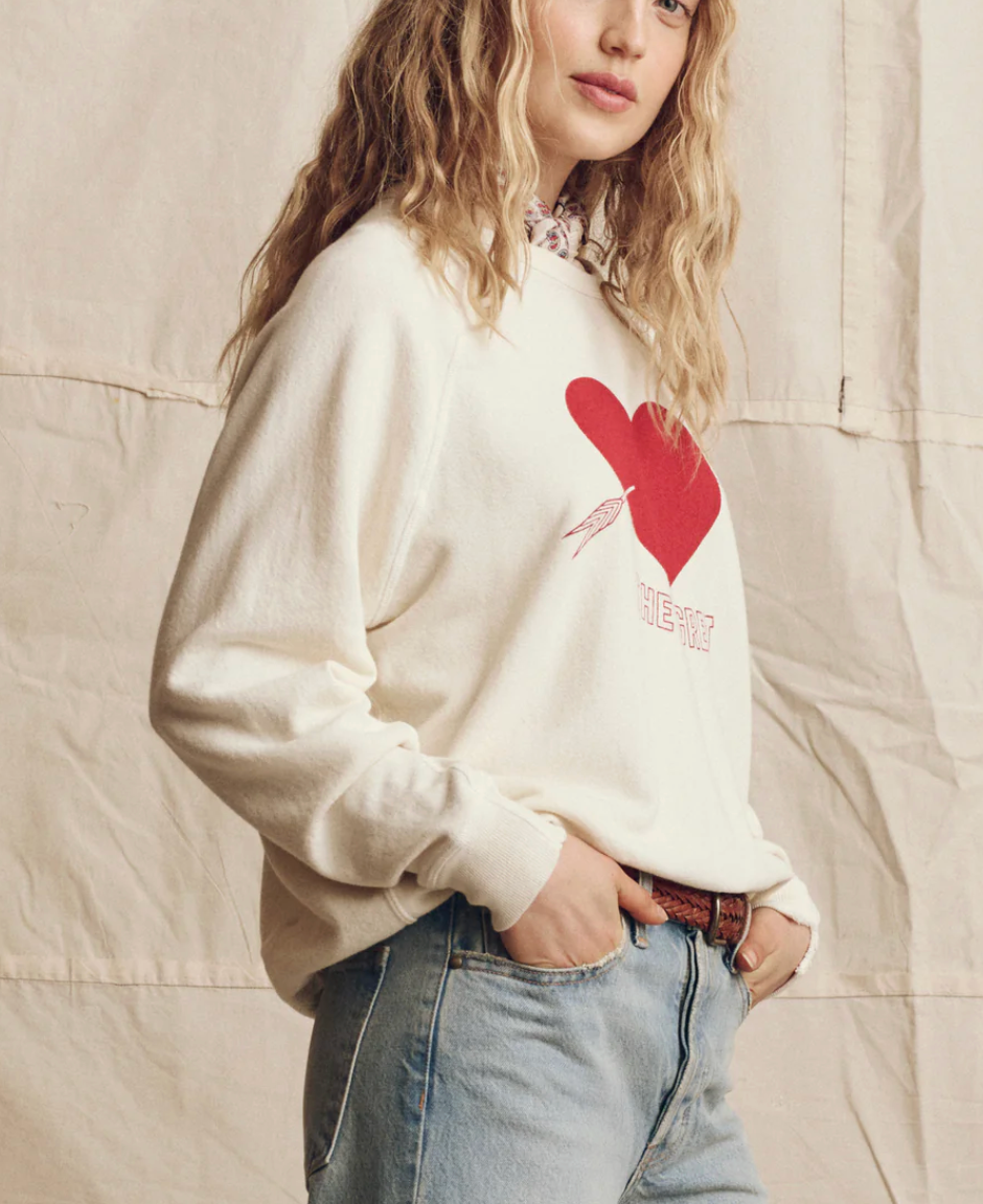 The College Sweatshirt w/Heart-Tops-The GREAT.-Ivory-0-Mercantile Portland