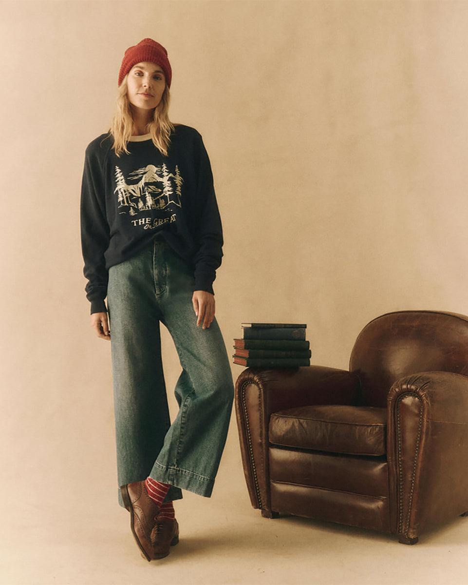 The College Sweatshirt.-Sweaters-The GREAT.-True Navy_The GREAT.-0-Mercantile Portland