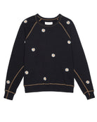 The College Sweatshirt.-Sweaters-The GREAT.-Almost Black with Daisy Embroidery-0-Mercantile Portland