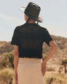 The Crochet Polo Top.-Tops-The GREAT.-Black-0-Mercantile Portland