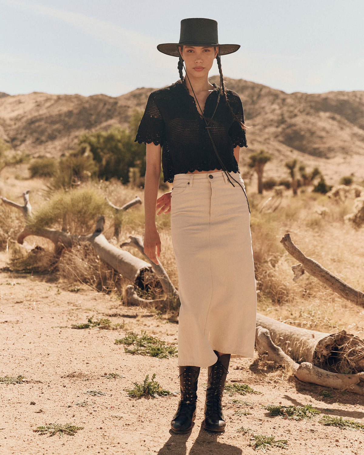 The Crochet Polo Top.-Tops-The GREAT.-Black-0-Mercantile Portland