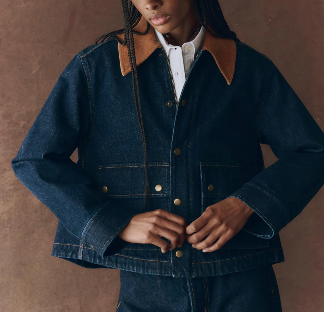 The Denim Swingy Jacket-Outerwear-The GREAT.-Midnight Rinse-1-Mercantile Portland