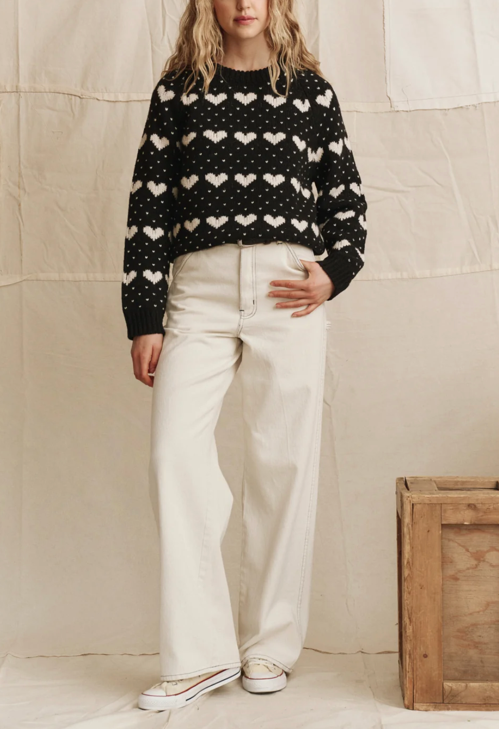 The Heart Crew-Sweaters-The GREAT.-Black / Pearl-0-Mercantile Portland