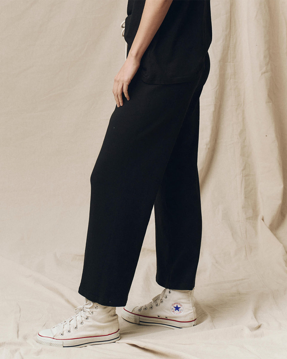 The Lap Sweatpant.-Pants-The GREAT.-Almost Black-0-Mercantile Portland