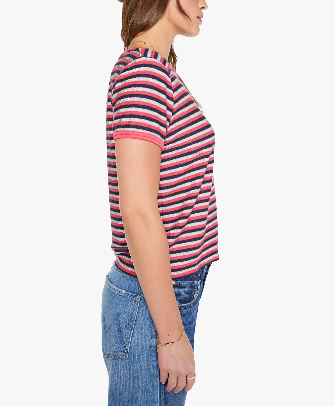 The Lil Goodie Ringer in Pink Stripe-T-Shirts-Mother-Pink Stripe-M-Mercantile Portland