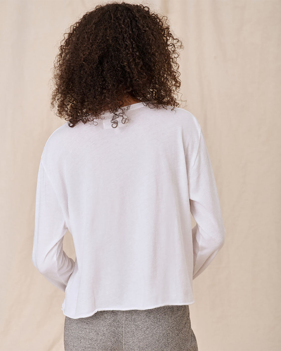 The Long Sleeve Crop Tee.-Shirts-The GREAT.-True White-0-Mercantile Portland