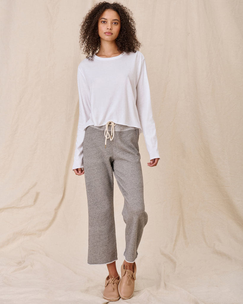 The Long Sleeve Crop Tee.-Shirts-The GREAT.-True White-0-Mercantile Portland