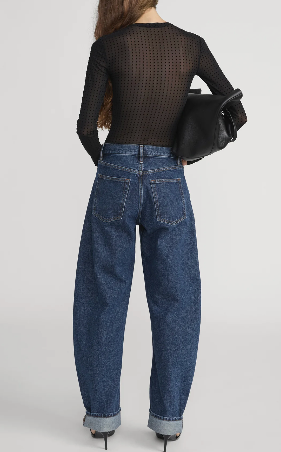 The Mesh Polka Dot Top-Tops-Frame-Black-XS-Mercantile Portland