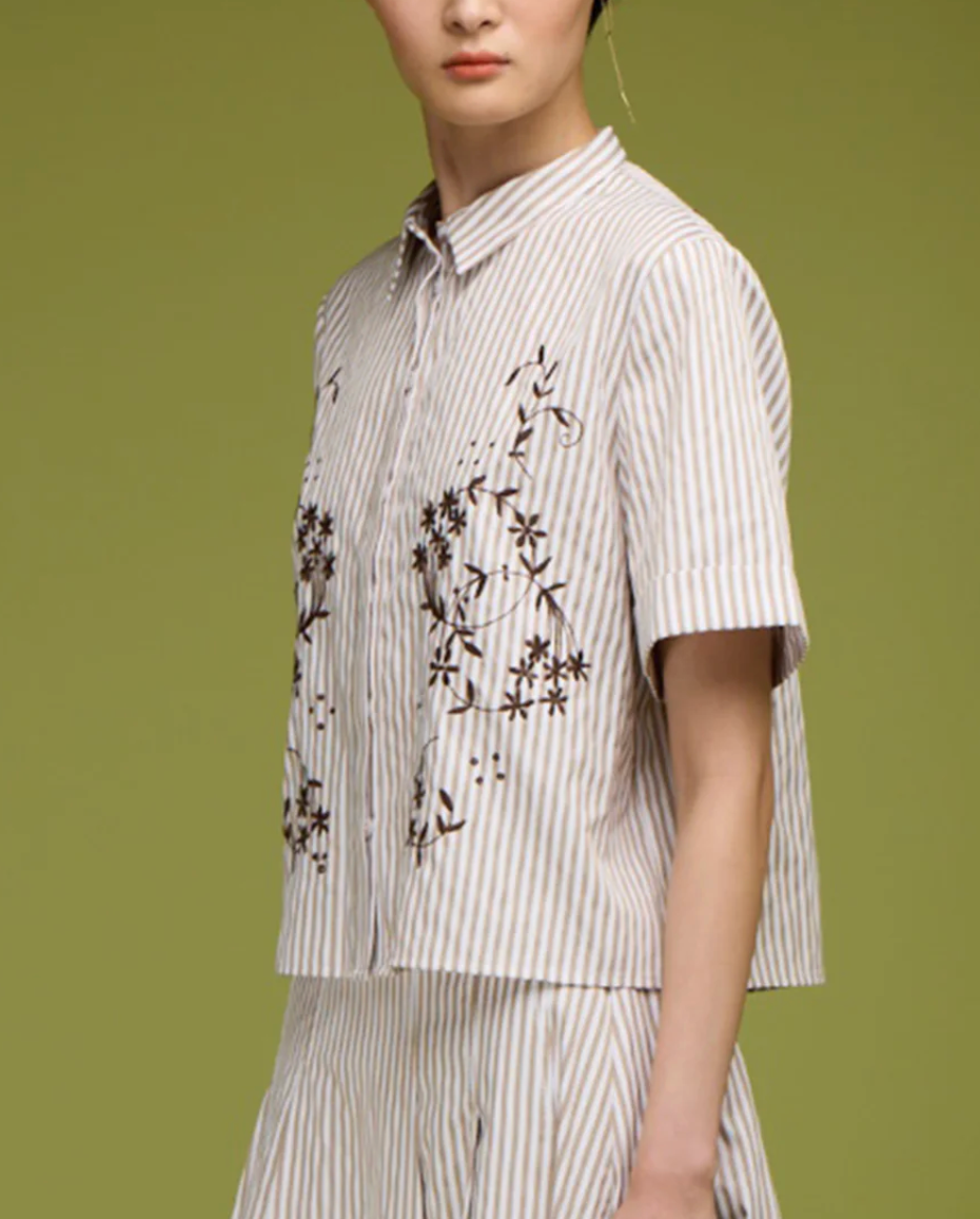 The Noah Shirt-Shirts-Love Binetti-Oatmeal Stripe-XS-Mercantile Portland