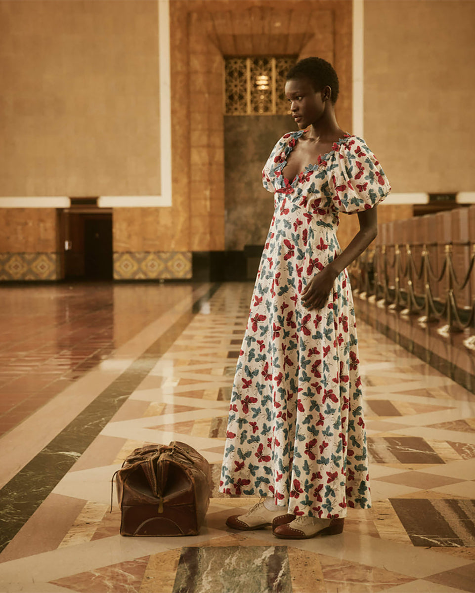 The Opal Dress.-Tops-The GREAT.-Butterfly Floral-0-Mercantile Portland