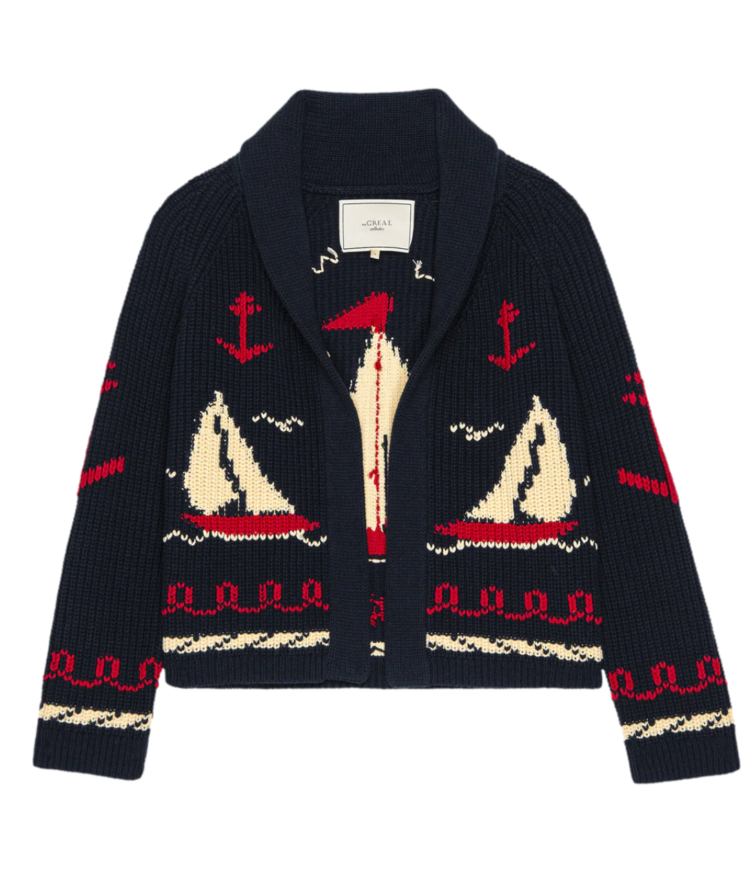 The Sailboat Lodge Cardigan-Sweaters-The GREAT.-Dark Navy-0-Mercantile Portland