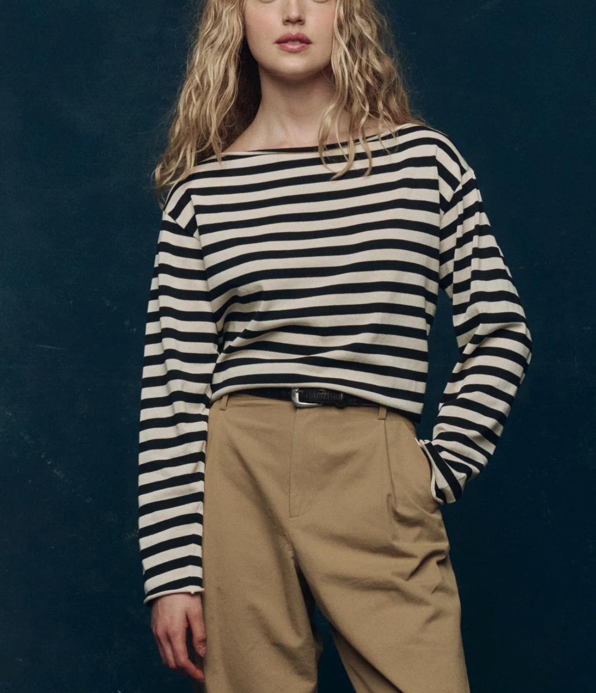 The Sailor Sweater-Sweaters-The GREAT.-Black Stripe-0-Mercantile Portland