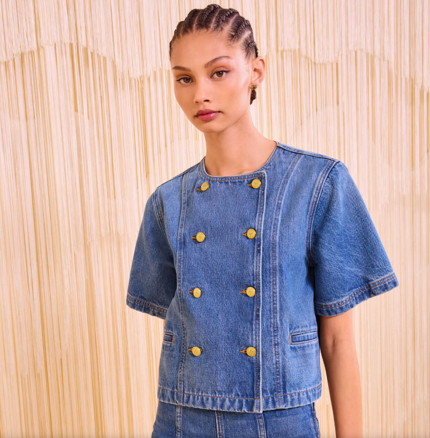 The Serge Short Sleeve Jacket-Tops-Ulla Johnson-Danube-P-Mercantile Portland