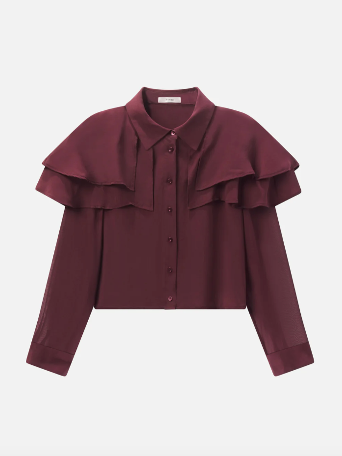 The Silk Cape Blouse-Tops-Frame-Cabernet-XS-Mercantile Portland