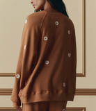 The Slouch Sweatshirt with Embroidered Daisy-Tops-The GREAT.-Suntan-0-Mercantile Portland