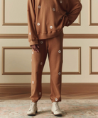 The Stadium Sweatpant with Embroidered Daisy-Pants-The GREAT.-Suntan-0-Mercantile Portland