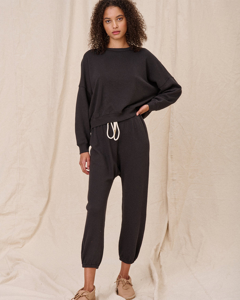 The Stadium Sweatpant.-Pants-The GREAT.-Almost Black-0-Mercantile Portland