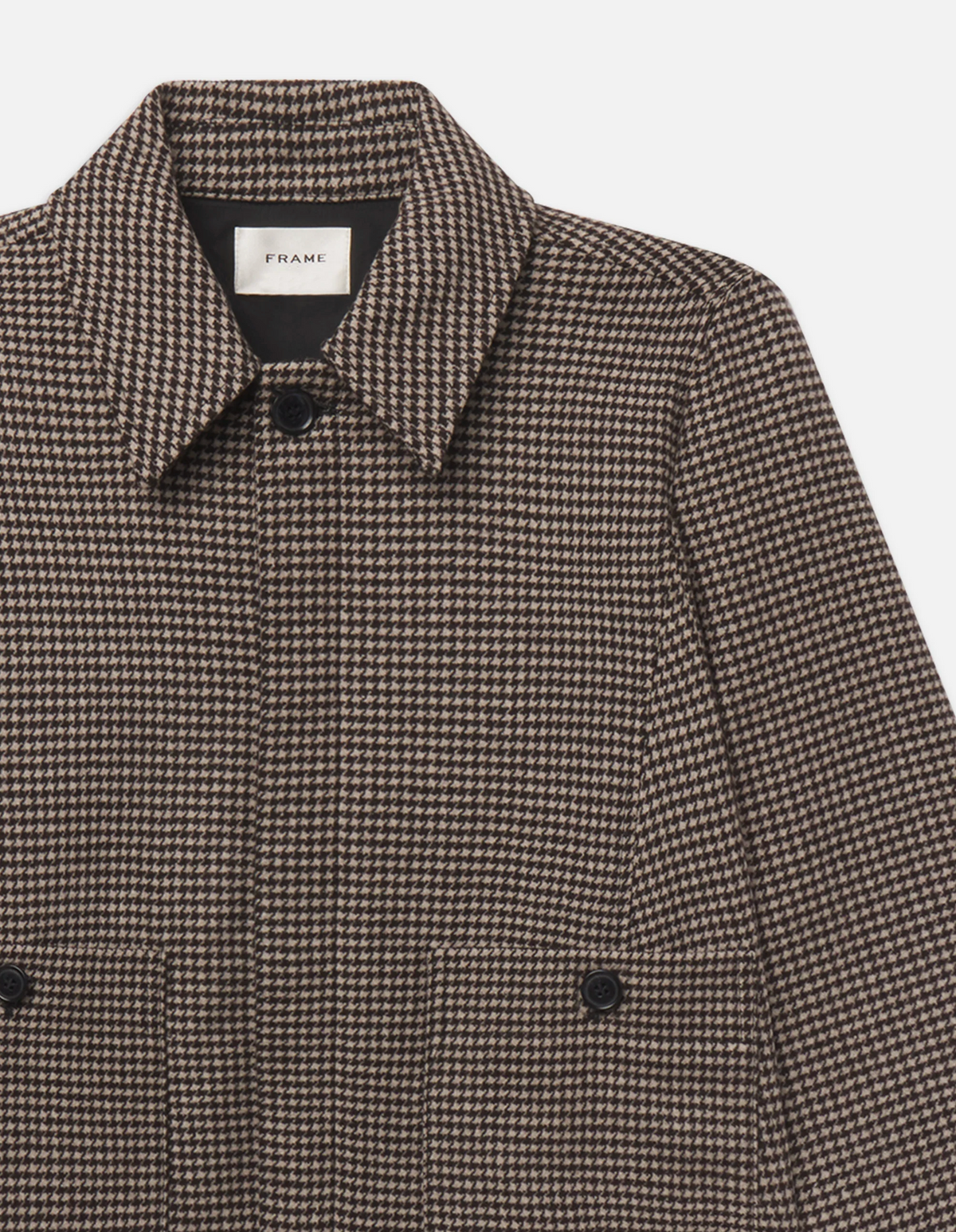 The Wool Mini Swing Jacket in Black Houndstooth-Jackets-Frame-Black Houndstooth-XS-Mercantile Portland