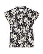 The Wren Top.-Tops-The GREAT.-Black And Cream Hibiscus Floral-0-Mercantile Portland