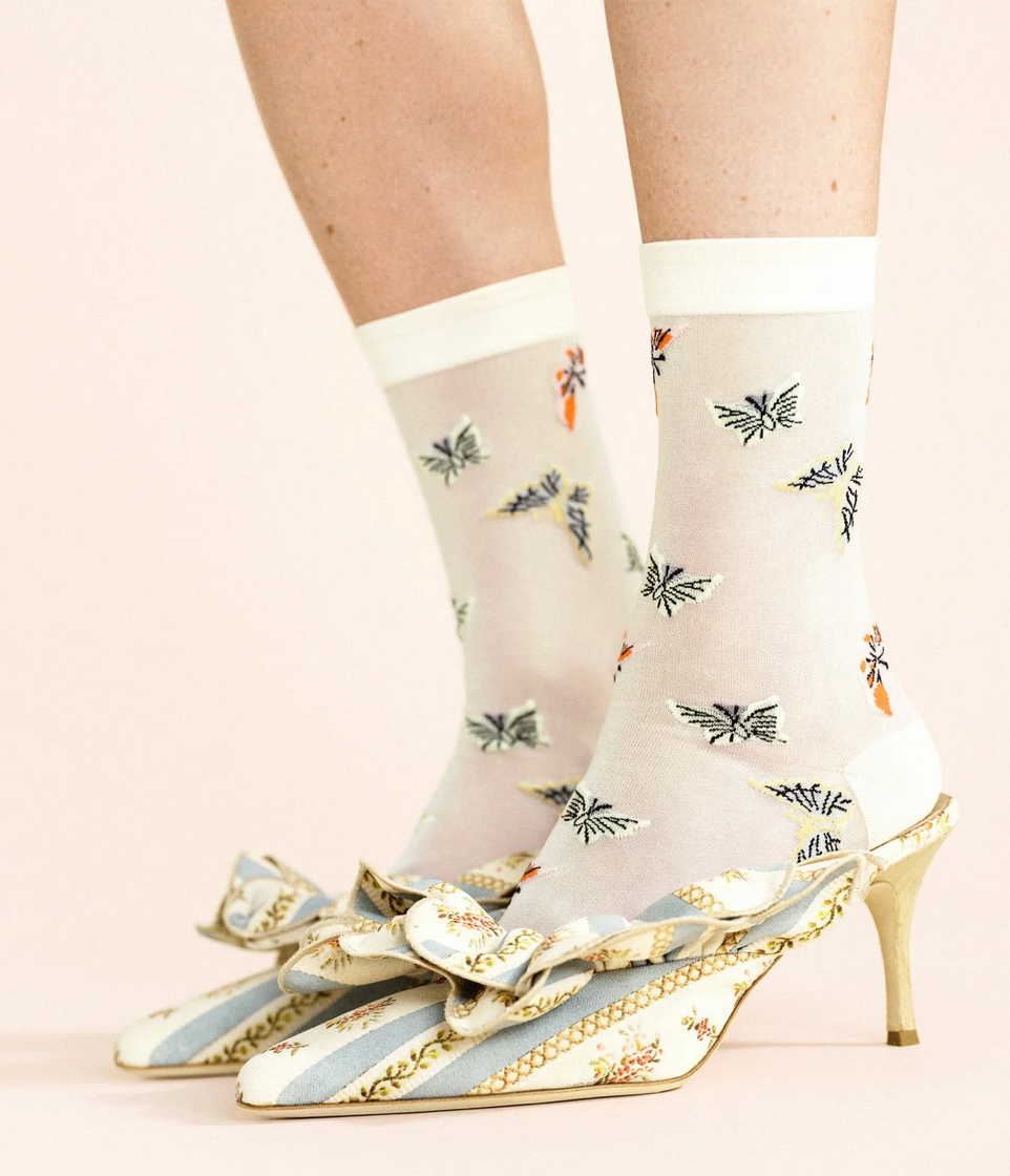 Theona Sheer Butterfly Crew-Accessories-Hansel from Basel-White-OS-Mercantile Portland