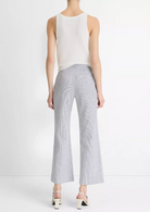 Ticking Striped Crop Flare Trousers-Pants-Vince-Iris Slate/ Off White-00-Mercantile Portland