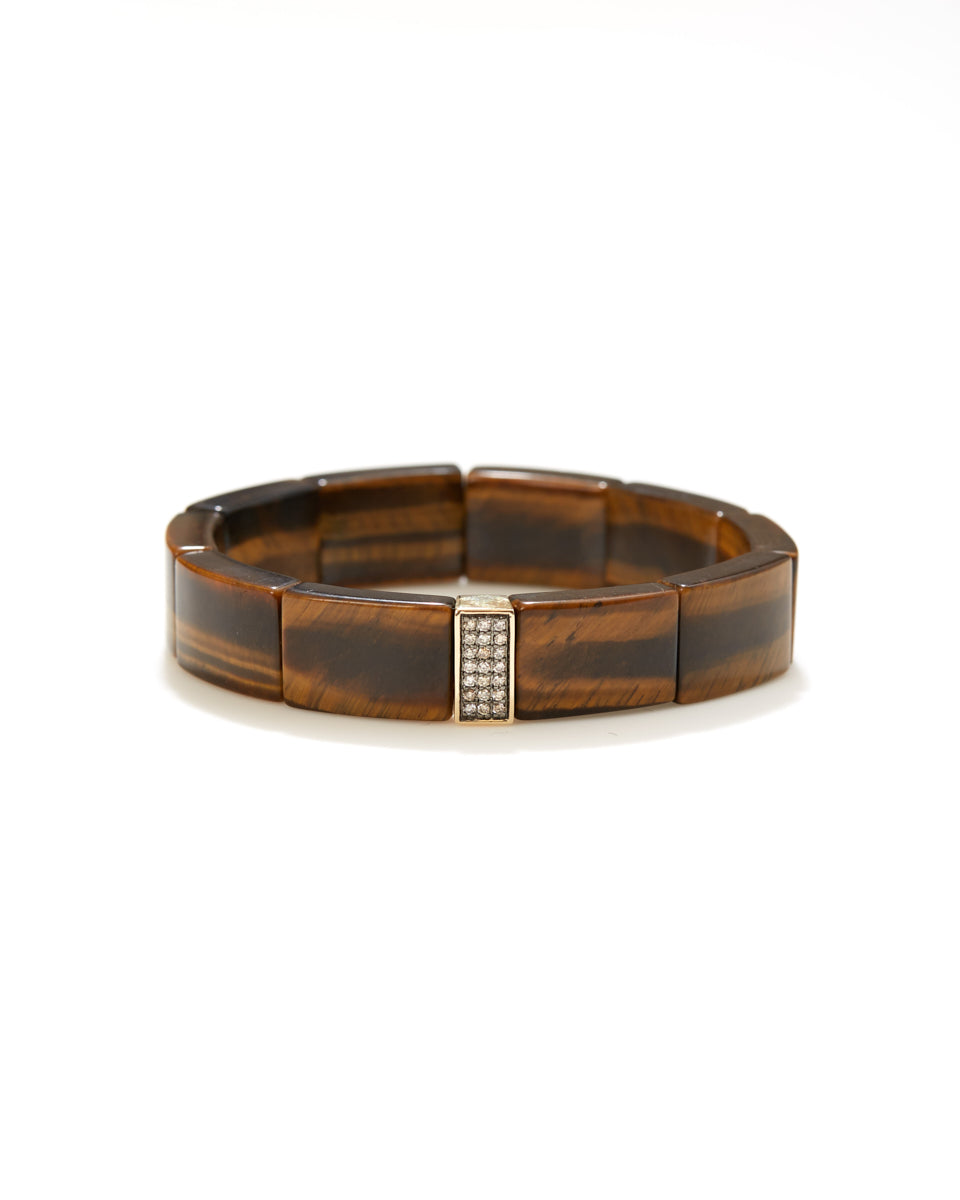 Tiger's Eye Bracelet with Pave Spacer-Jewelry-Sydney Evan-OS-Mercantile Portland