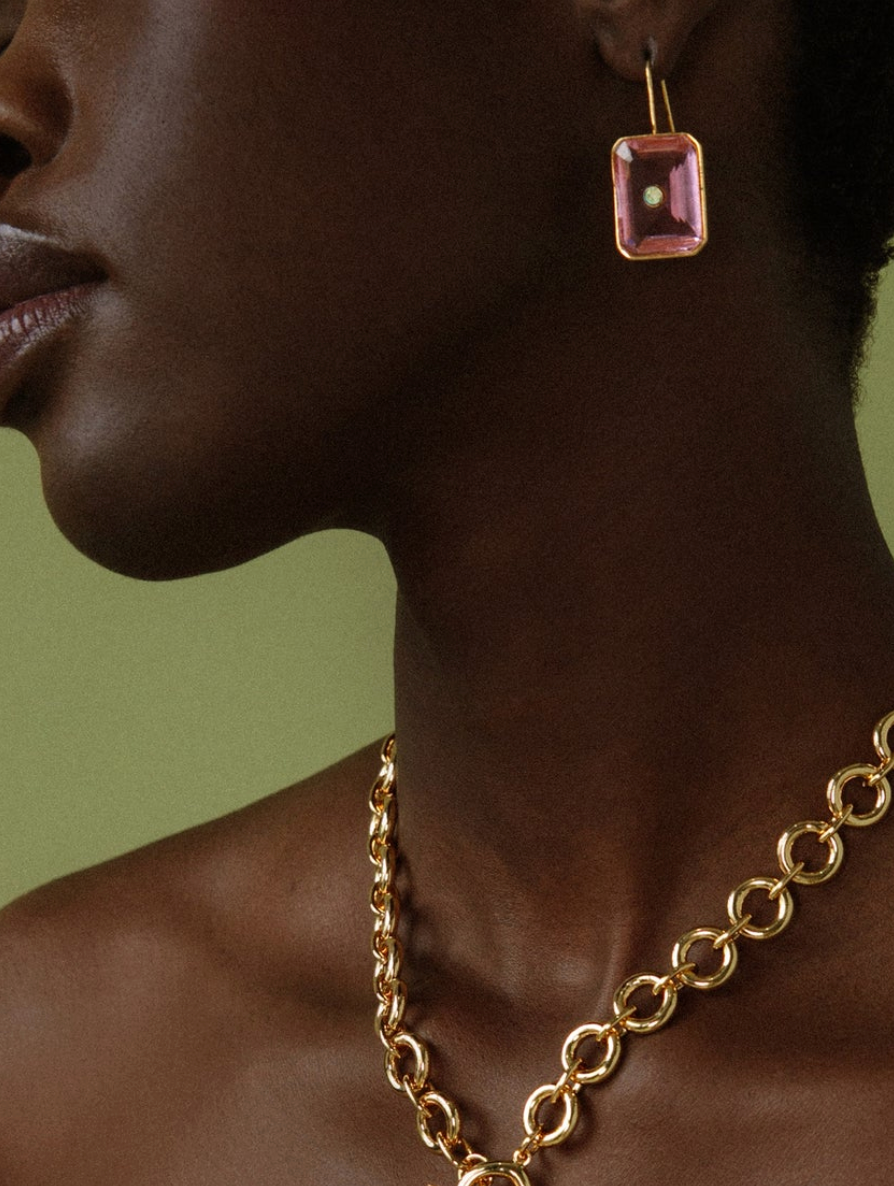 Tile Earrings in Pale Pink-Jewelry-Lizzie Fortunato-Pink-OS-Mercantile Portland