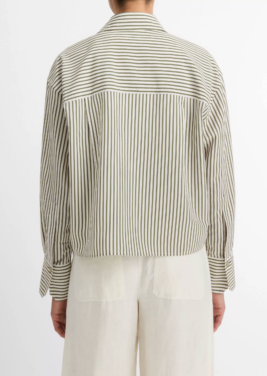 Till Stripe Cropped Button Down-Clothing-Vince-Herbaria/ Off White-XXS-Mercantile Portland