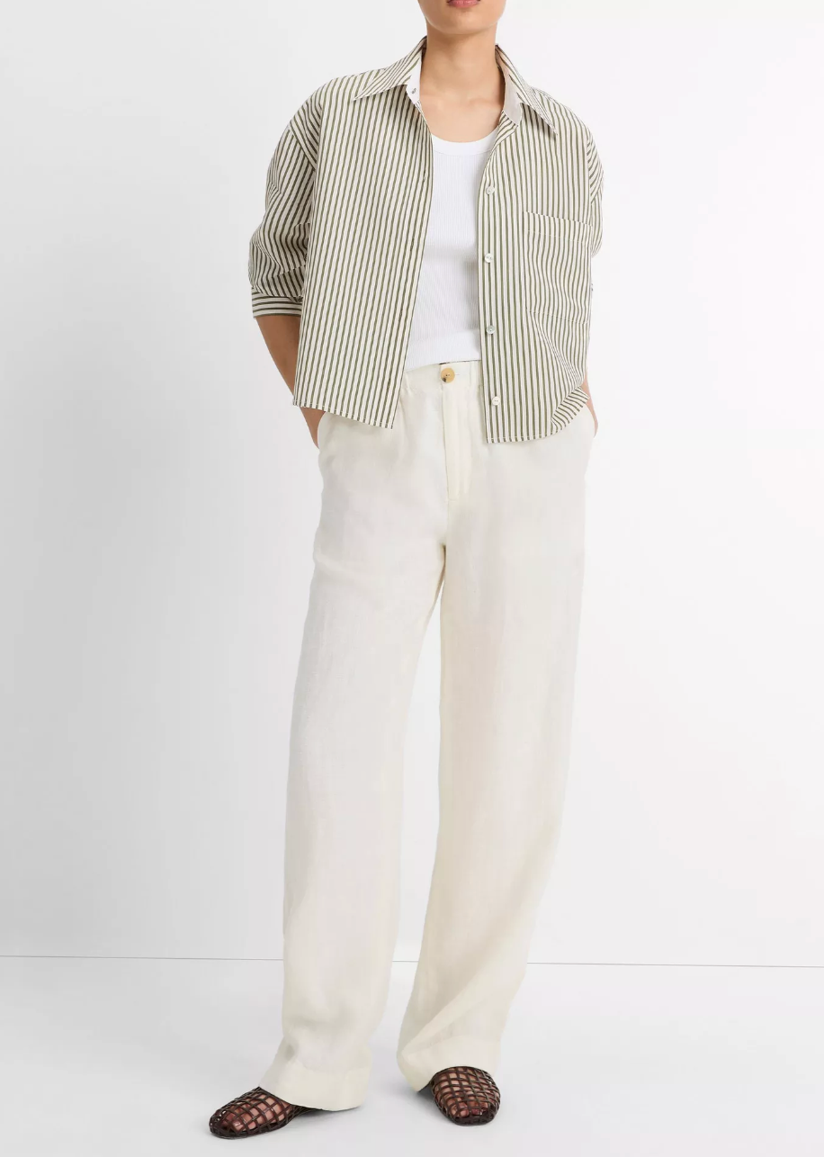 Till Stripe Cropped Button Down-Clothing-Vince-Herbaria/ Off White-XXS-Mercantile Portland
