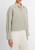Till Stripe Cropped Button Down-Clothing-Vince-Herbaria/ Off White-XXS-Mercantile Portland