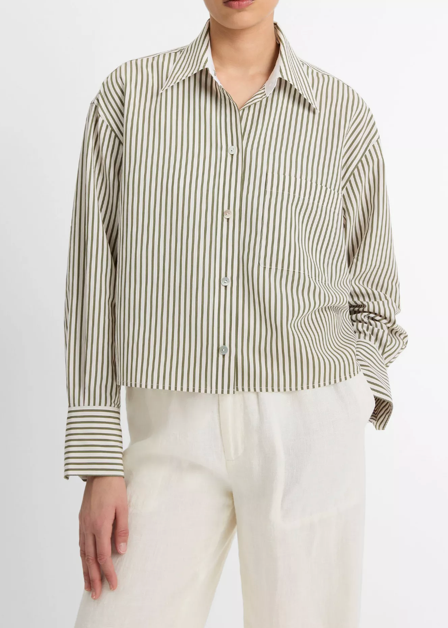 Till Stripe Cropped Button Down-Clothing-Vince-Herbaria/ Off White-XXS-Mercantile Portland