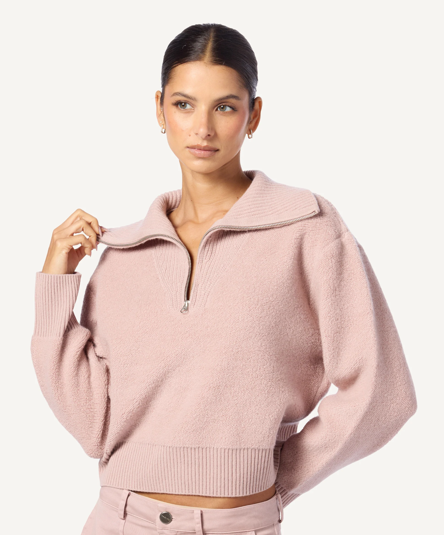 Tinsley Half Zip Cashmere Pullover-Clothing-SABLYN-Adobe Rose-XS-Mercantile Portland