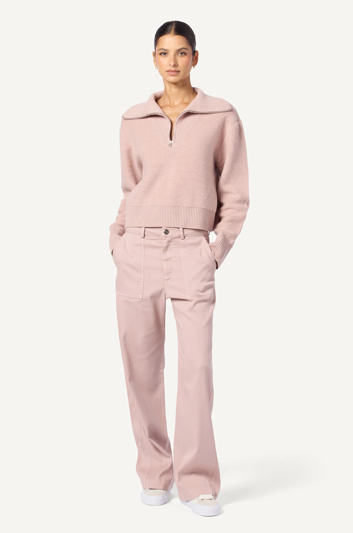 Tinsley Half Zip Cashmere Pullover-Clothing-SABLYN-Adobe Rose-XS-Mercantile Portland