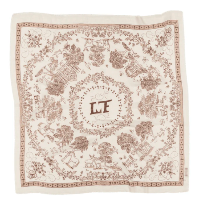 Toile de Jouy Scarf-Scarves and Wraps-Maison Lecomte-Camel-OS-Mercantile Portland
