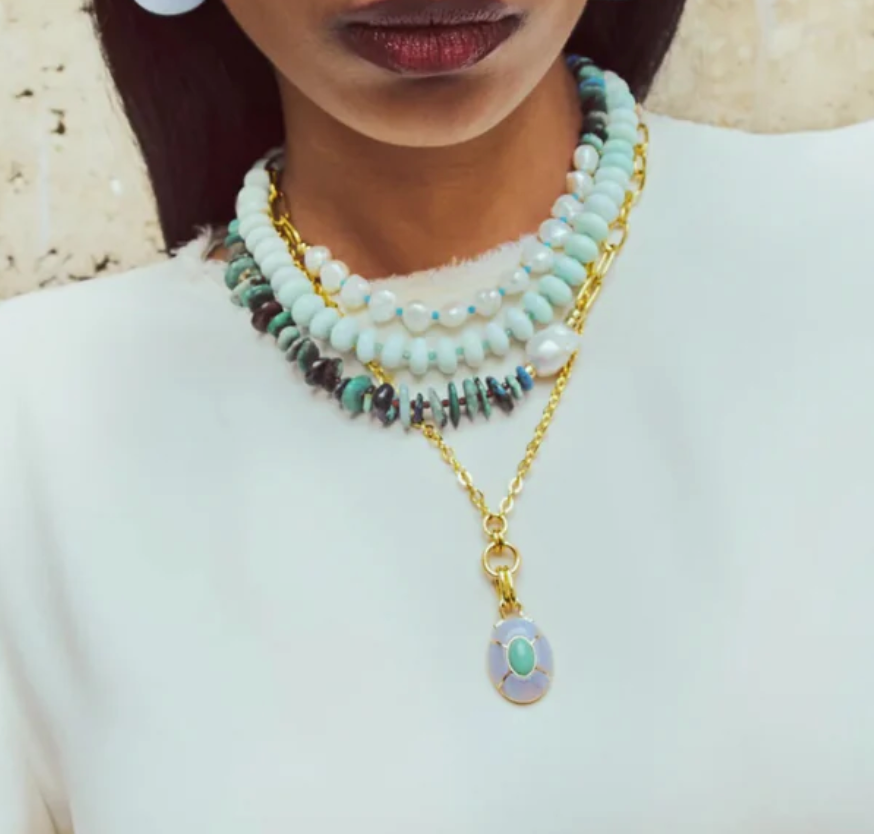 Tola Necklace in Agave-Jewelry-Lizzie Fortunato-Aqua-OS-Mercantile Portland