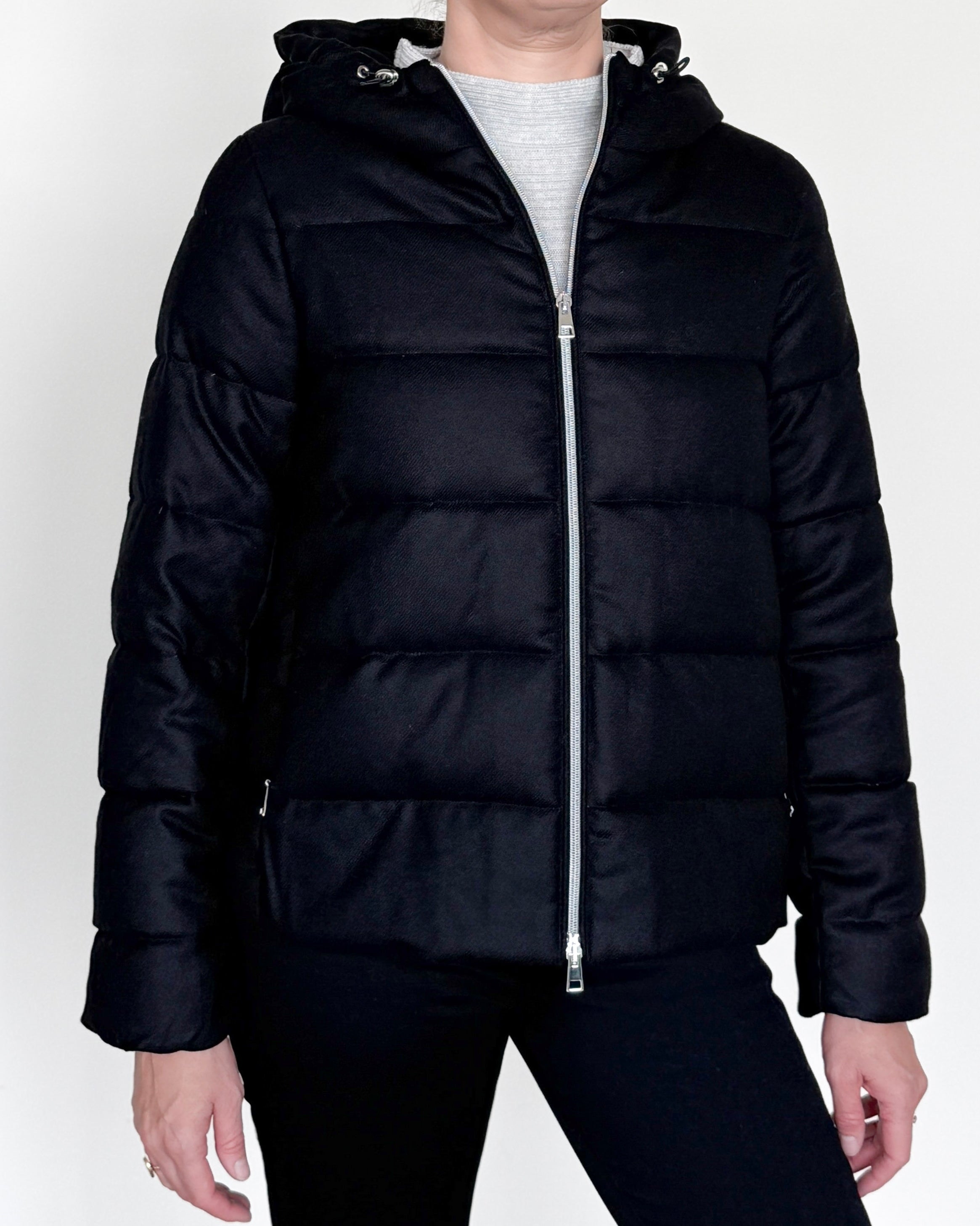 Tosca Hooded Cashmere Down Jacket-Outerwear-Amina Rubinacci-Brown-38-Mercantile Portland