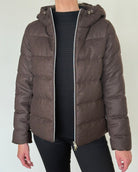 Tosca Hooded Cashmere Down Jacket-Outerwear-Amina Rubinacci-Brown-38-Mercantile Portland